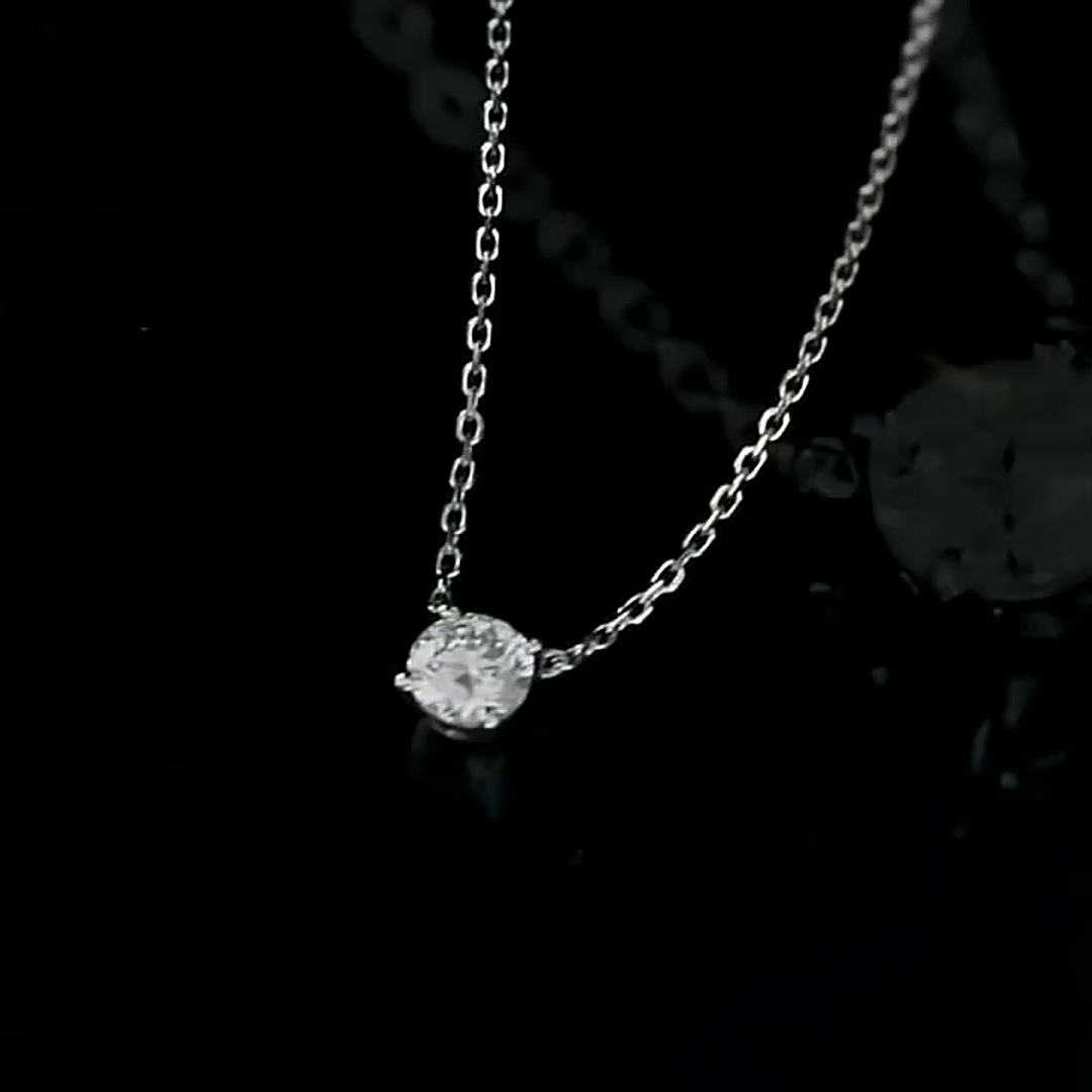 Affordable Luxury Jewelry 0.31 Carat Lab-Grown Diamond Solitaire Necklace Set In 4-Prong 18k White Gold