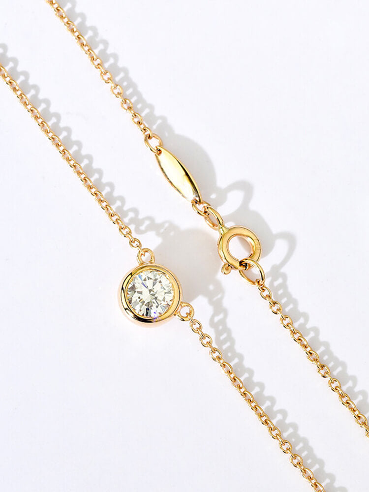 Affordable Luxury Jewelry 0.3CT Solitaire Lab Diamond Bridesmaid Necklace 18K Gold