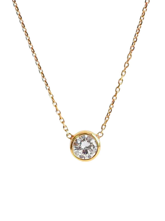 Affordable Luxury Jewelry 0.3CT Solitaire Lab Diamond Bridesmaid Necklace 18K Gold