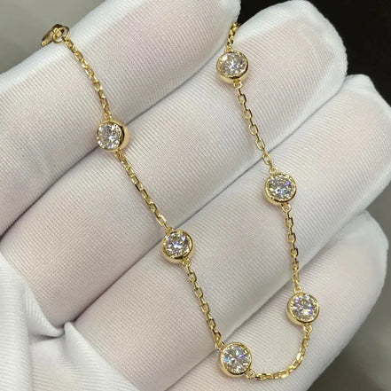 Affordable Luxury Jewelry Each 0.3-carat Lab-Grown Diamond Bezel Setting 6 Stones Bracelet