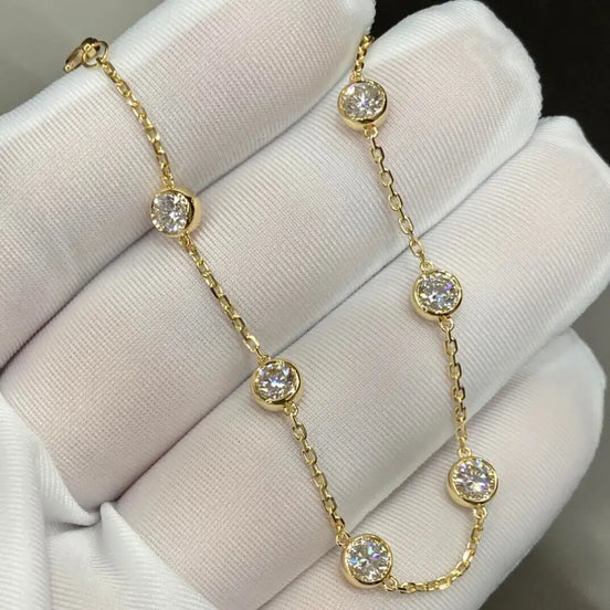 Affordable Luxury Jewelry Each 0.3-carat Lab-Grown Diamond Bezel Setting 6 Stones Bracelet