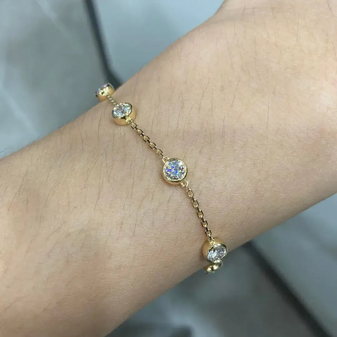 Affordable Luxury Jewelry Each 0.3-carat Lab-Grown Diamond Bezel Setting 6 Stones Bracelet