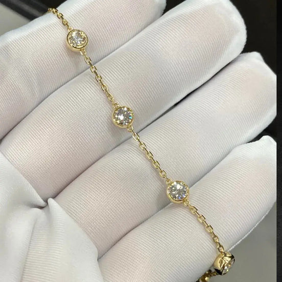Affordable Luxury Jewelry Each 0.3-carat Lab-Grown Diamond Bezel Setting 6 Stones Bracelet