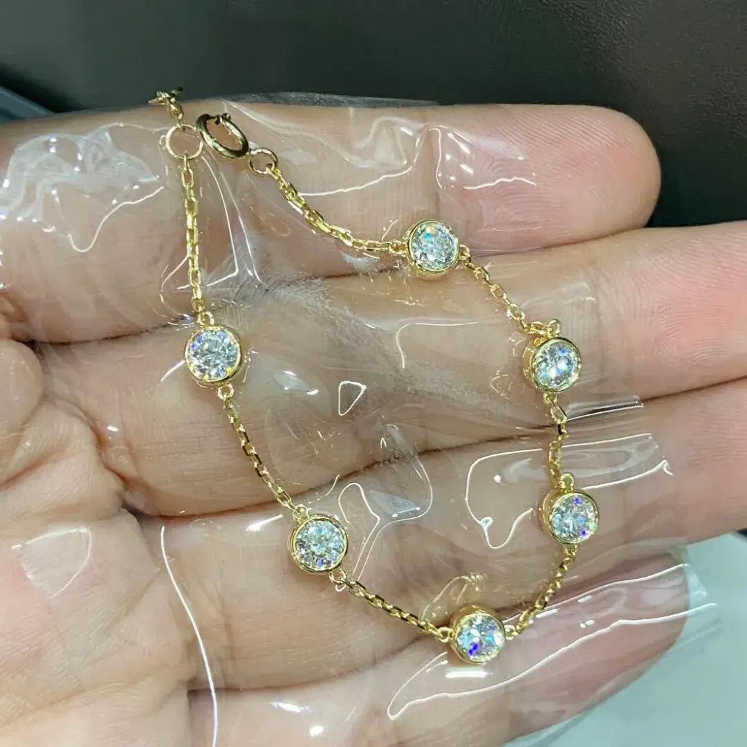 Affordable Luxury Jewelry Each 0.3-carat Lab-Grown Diamond Bezel Setting 6 Stones Bracelet