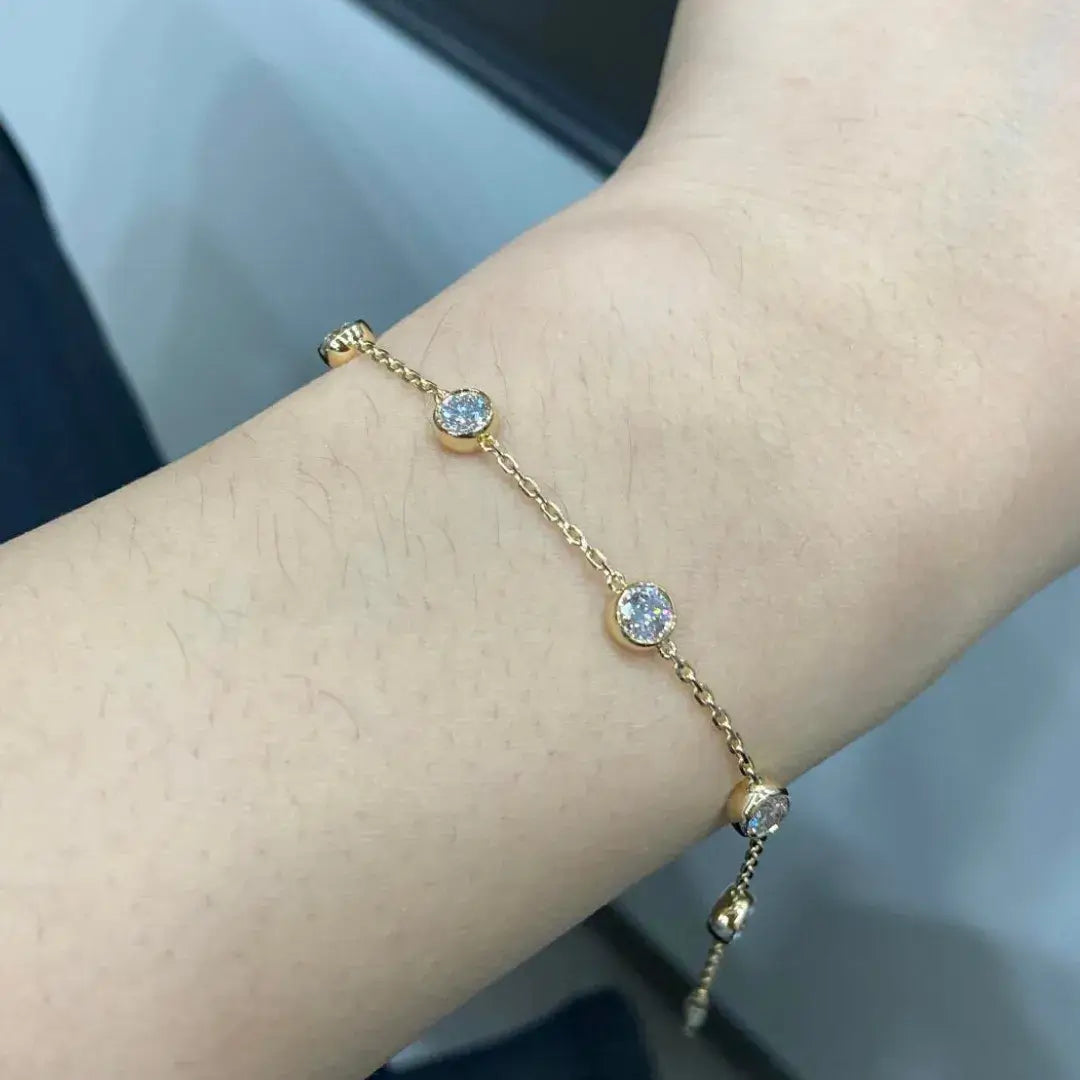 Affordable Luxury Jewelry Each 0.3-carat Lab-Grown Diamond Bezel Setting 6 Stones Bracelet