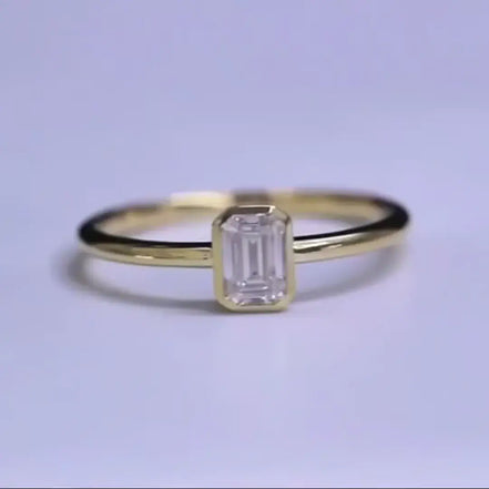 0.5 CT Emerald Cut Lab Diamond Bezel Ring