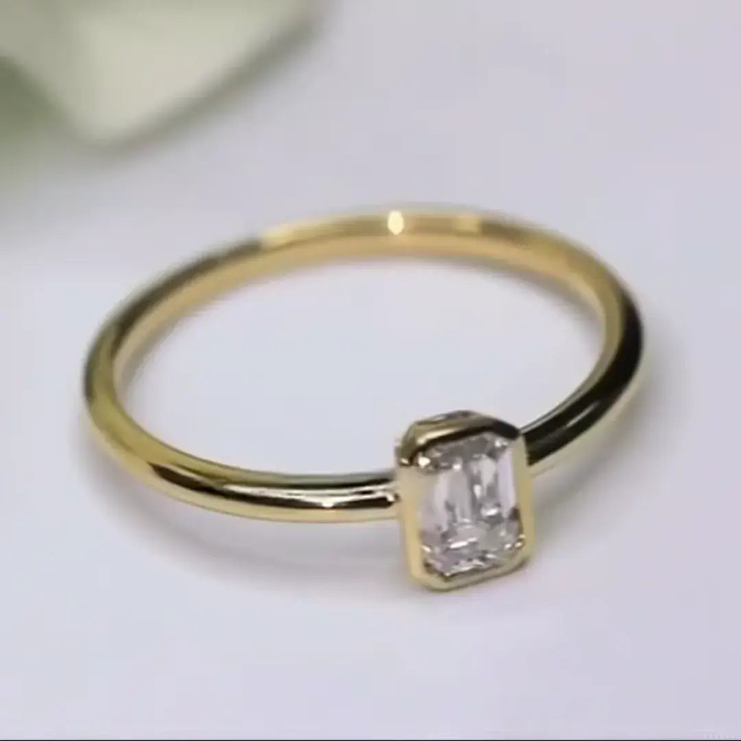 0.5 CT Emerald Cut Lab Diamond Bezel Ring