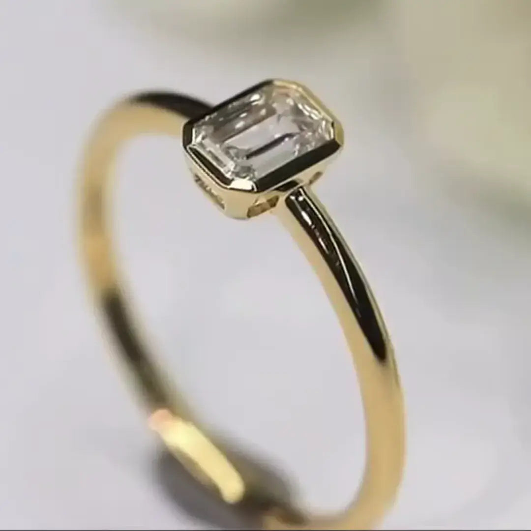 0.5 CT Emerald Cut Lab Diamond Bezel Ring