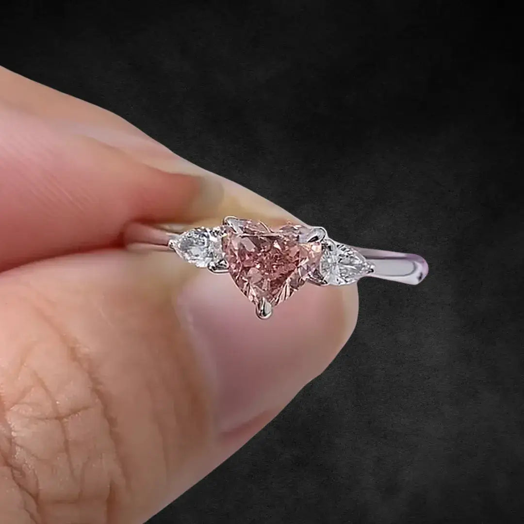 Affordable Luxury Jewelry 0.5 Carat Fancy Pink Lab-Grown Diamond Three-Stone Engagement Ring