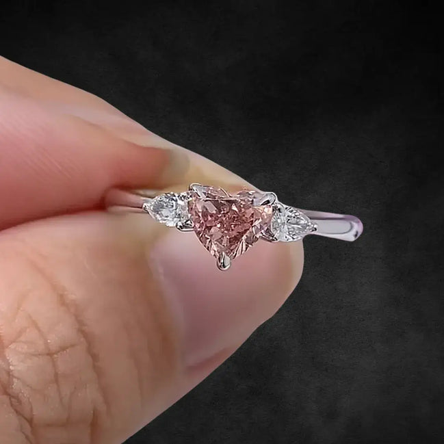 Affordable Luxury Jewelry 0.5 Carat Fancy Pink Lab-Grown Diamond Three-Stone Engagement Ring