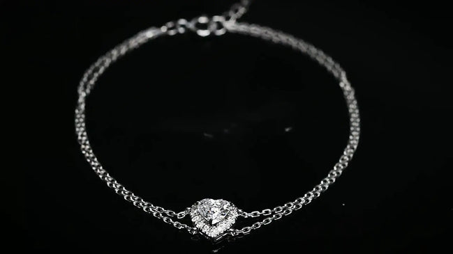 Affordable Luxury Jewelry 0.5 Carat Heart-Shaped Lab-Grown Diamond Double-Chain Bracelet