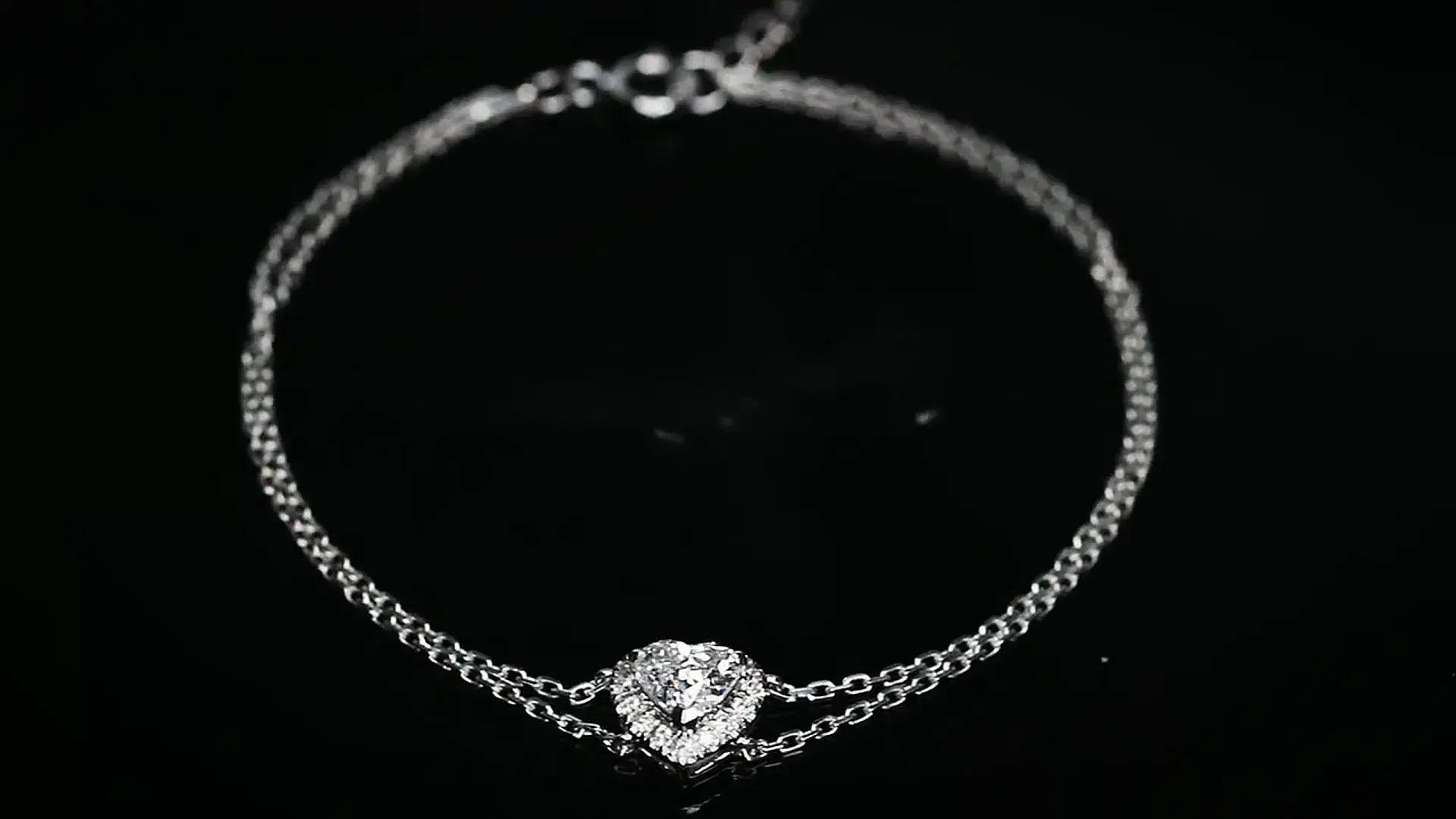 Affordable Luxury Jewelry 0.5 Carat Heart-Shaped Lab-Grown Diamond Double-Chain Bracelet