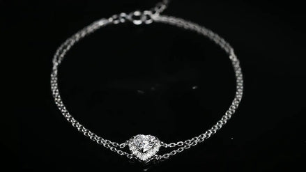 Affordable Luxury Jewelry 0.5 Carat Heart-Shaped Lab-Grown Diamond Double-Chain Bracelet