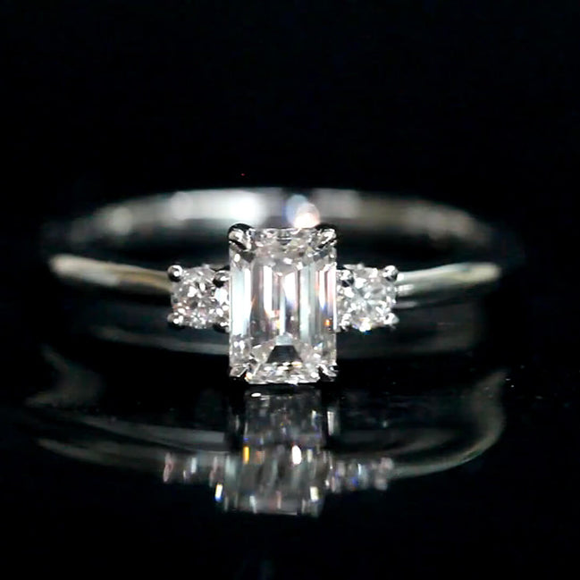 0.6CT Emerald Cut Lab Diamond Three Stone Ring