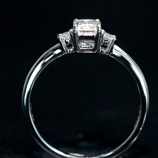 0.6CT Emerald Cut Lab Diamond Three Stone Ring