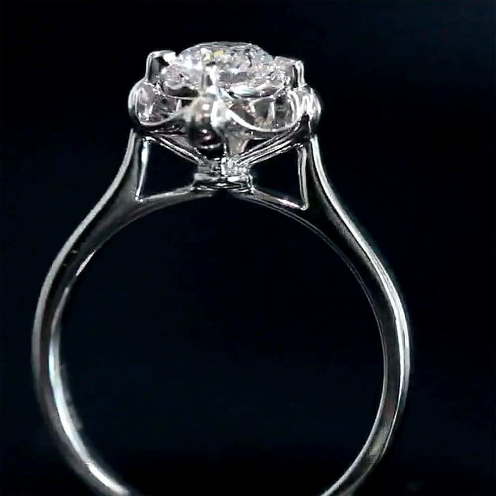 0.6 Carat Round Cut Solitaire Floral Lab Diamond Ring