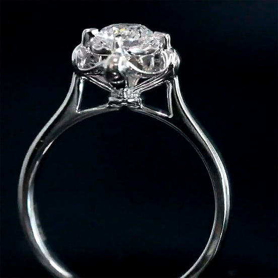 0.6 Carat Round Cut Solitaire Floral Lab Diamond Ring