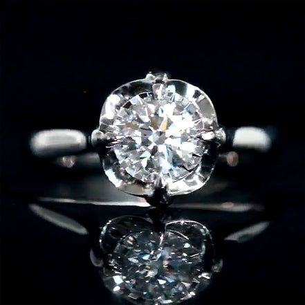 0.6 Carat Round Cut Solitaire Floral Lab Diamond Ring