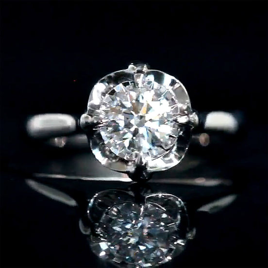 0.6 Carat Round Cut Solitaire Floral Lab Diamond Ring