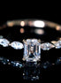 Affordable Luxury Jewelry 0.8CT Emerald Cut Lab Diamond Marquise Side Stone Engagement Ring