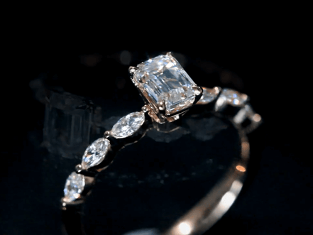 Affordable Luxury Jewelry 0.8CT Emerald Cut Lab Diamond Marquise Side Stone Engagement Ring