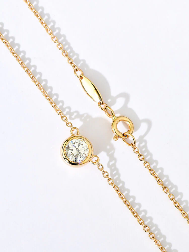 Affordable Luxury Jewelry 0.3CT Solitaire Lab Diamond Bridesmaid Necklace-18K Gold