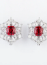 Lab Grown Diamond and Ruby Stud Earrings-14K Gold