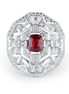Lab Grown Ruby And Diamond White Crystal Ring-14K Gold