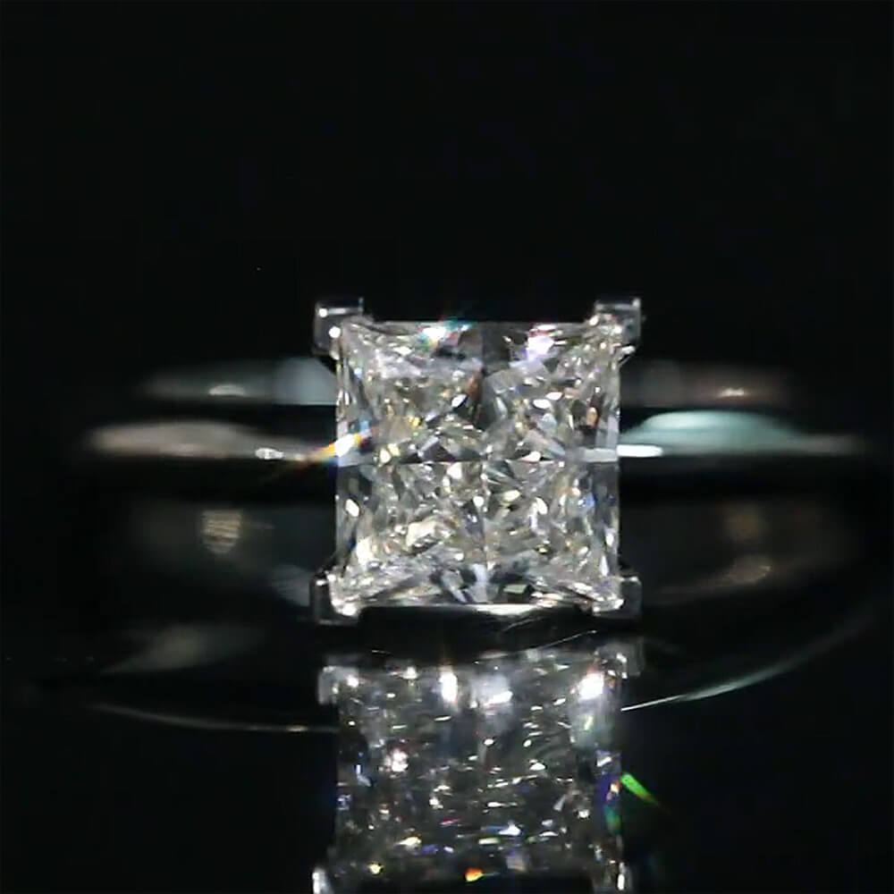1.1 CT Princess Cut Lab Grown Diamond Solitaire Engagement Ring