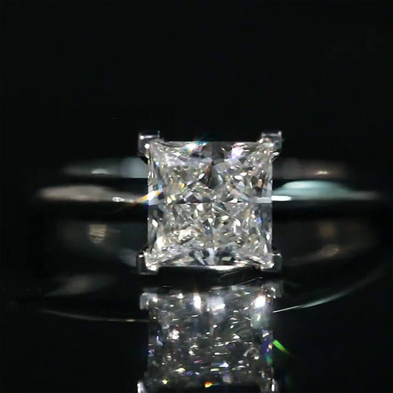 1.1 CT Princess Cut Lab Grown Diamond Solitaire Engagement Ring