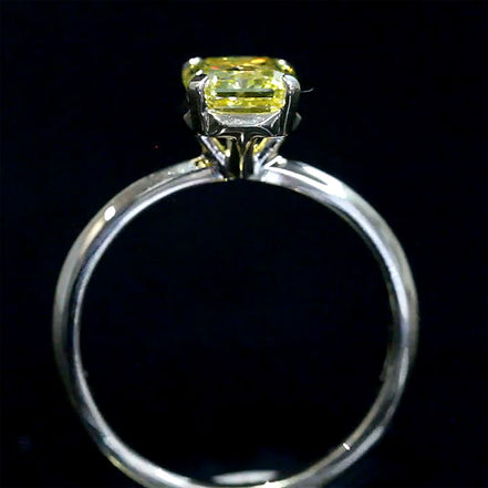 Affordable Luxury Jewelry 1.22 Carat Radiant Fancy Vivid Yellow Lab Grown Diamond Ring