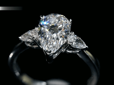 1.5 Carat Teardrop Three Stone Pear Lab Diamond Ring 18K Gold