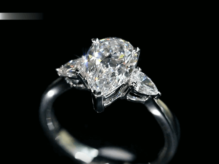 1.5 Carat Teardrop Three Stone Pear Lab Diamond Ring 18K Gold
