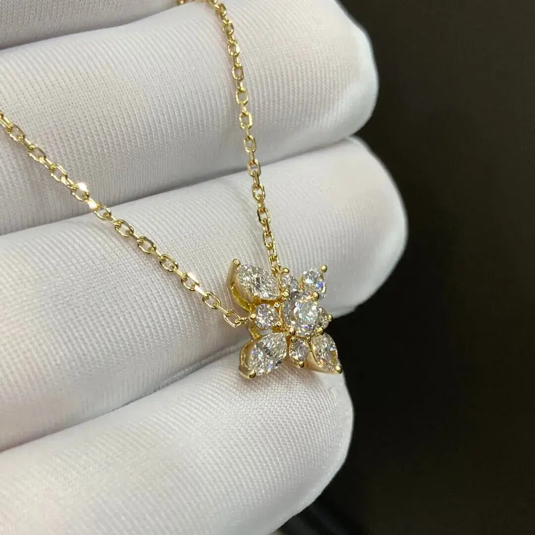 Affordable Luxury Jewelry 1.7ct Lab-Grown Diamond Pendant Necklace in 18K Gold – Marquise & Round Cut