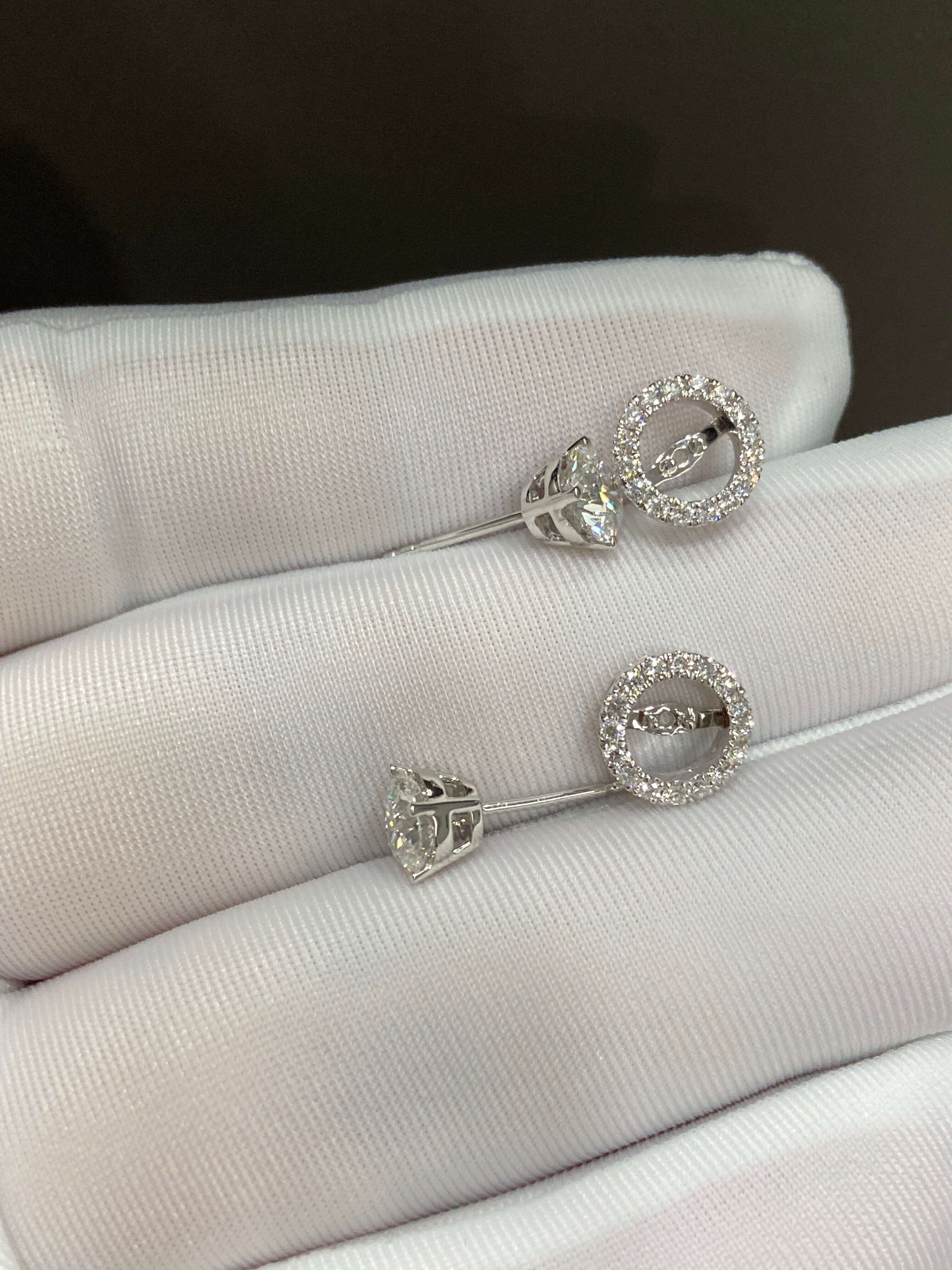Affordable Luxury Jewelry 1.7ctw Round Lab Diamond Halo Earrings, 2 Ways to Wear