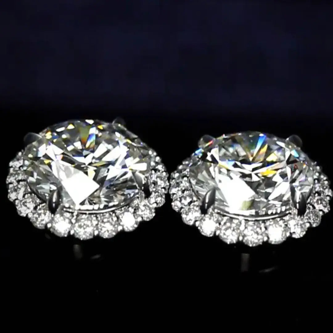 Affordable Luxury Jewelry Brilliant Halo Round Lab Grown Diamond Studs Earrings (10.00 Ct. Tw.)