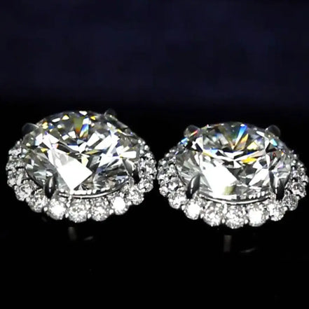 Affordable Luxury Jewelry Brilliant Halo Round Lab Grown Diamond Studs Earrings (10.00 Ct. Tw.)