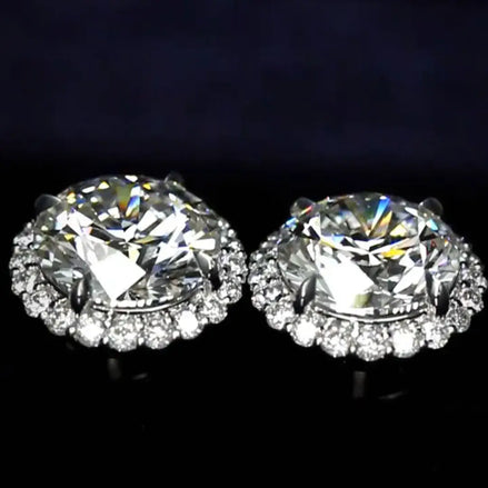 Affordable Luxury Jewelry Brilliant Halo Round Lab Grown Diamond Studs Earrings (10.00 Ct. Tw.)