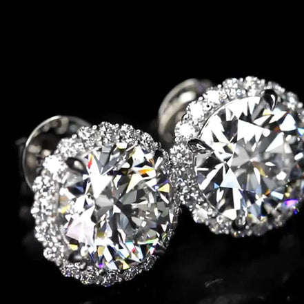 Affordable Luxury Jewelry Brilliant Halo Round Lab Grown Diamond Studs Earrings (10.00 Ct. Tw.)