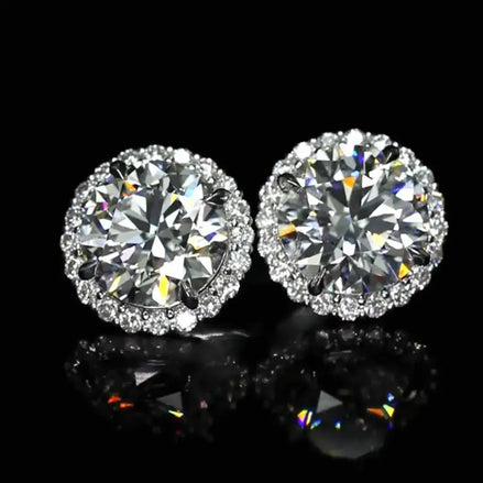 Affordable Luxury Jewelry Brilliant Halo Round Lab Grown Diamond Studs Earrings (10.00 Ct. Tw.)