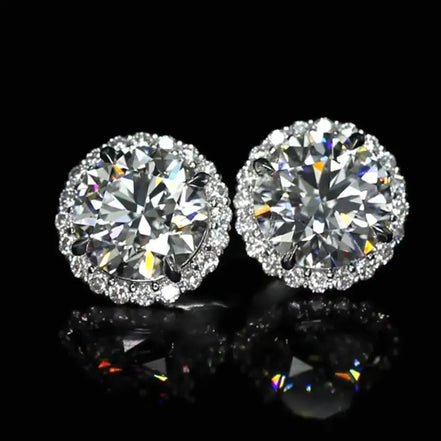 Affordable Luxury Jewelry Brilliant Halo Round Lab Grown Diamond Studs Earrings (10.00 Ct. Tw.)