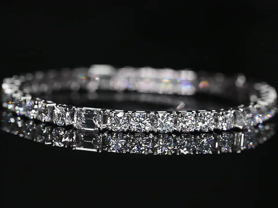 Affordable Luxury Jewelry Each 0.2-carat 0.5-carat Emerald & Round Cut Lab Diamond Tennis Bracelet 18K Gold