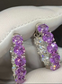 Lab-grown Diamond and Purple Sapphire Hoop Earrings