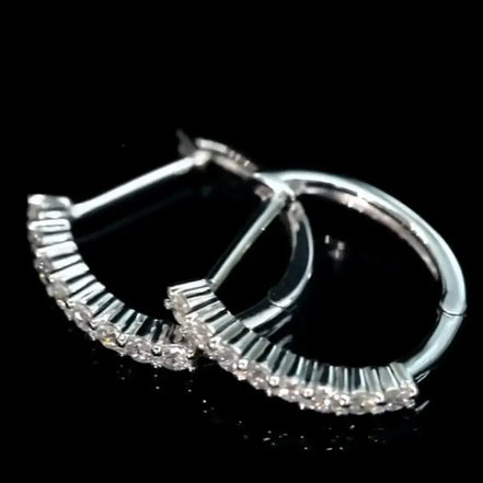 Affordable Luxury Jewelry 8 Stone Round Lab Grown Diamond Hoop Earrigs