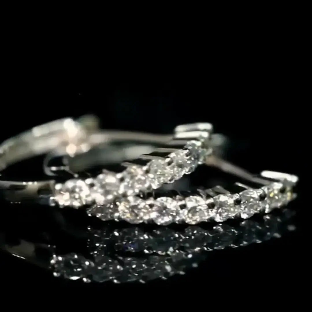 Affordable Luxury Jewelry 8 Stone Round Lab Grown Diamond Hoop Earrigs