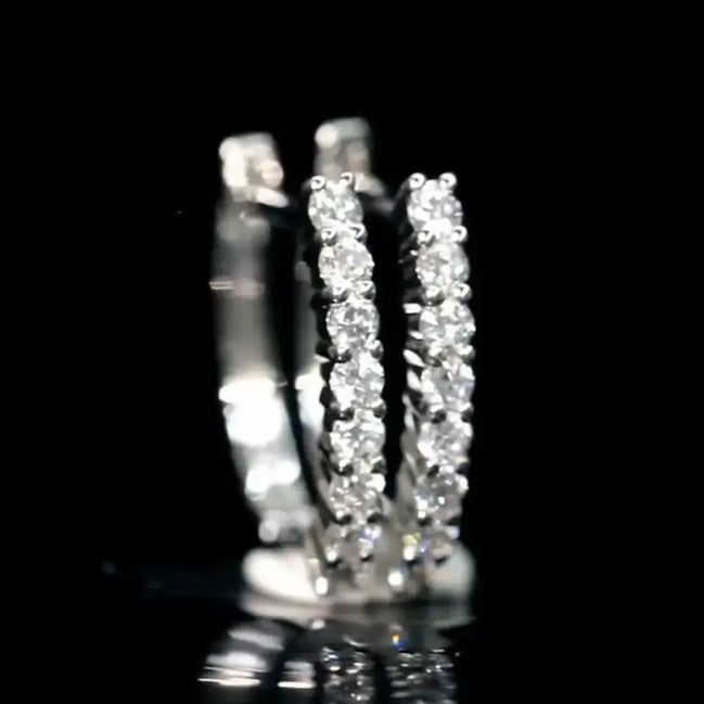 Affordable Luxury Jewelry 8 Stone Round Lab Grown Diamond Hoop Earrigs