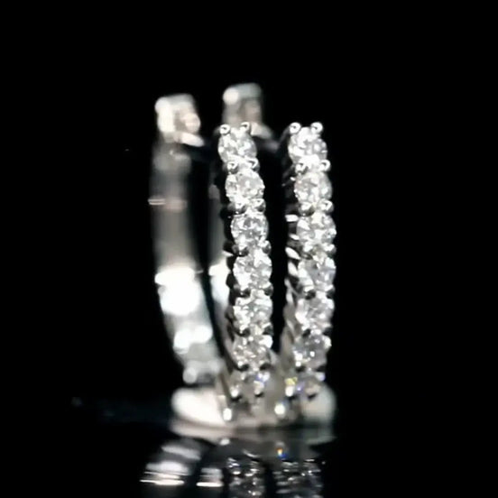 Affordable Luxury Jewelry 8 Stone Round Lab Grown Diamond Hoop Earrigs