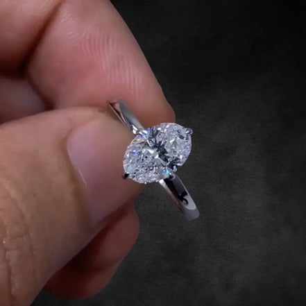 1 CT Lab Grown Diamond Oval Shape Solitaire Engagement Ring