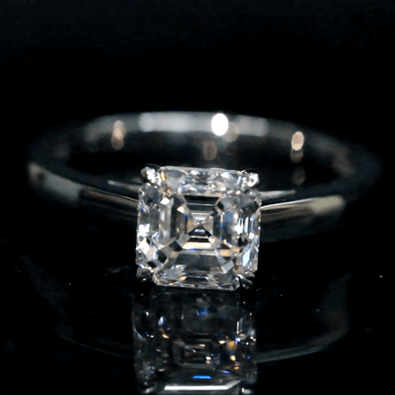 1 Carat Asscher Cut Lab Grown Diamond Solitaire Ring