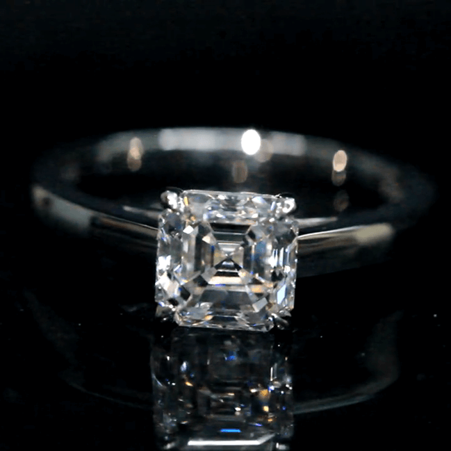 1 Carat Asscher Cut Lab Grown Diamond Solitaire Ring